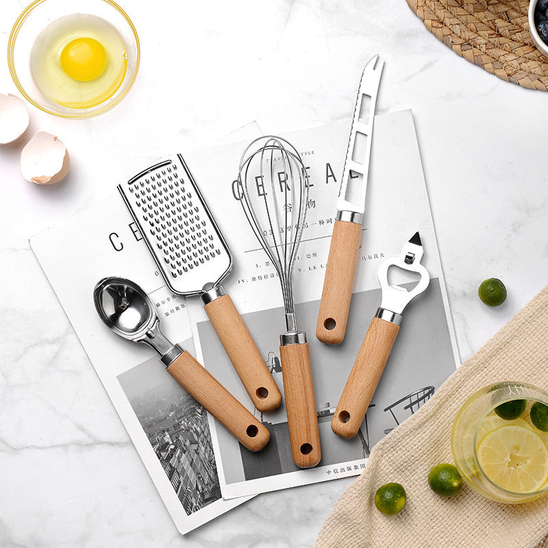 Wooden Handle Kitchen Spoon Plane Tableware Suit