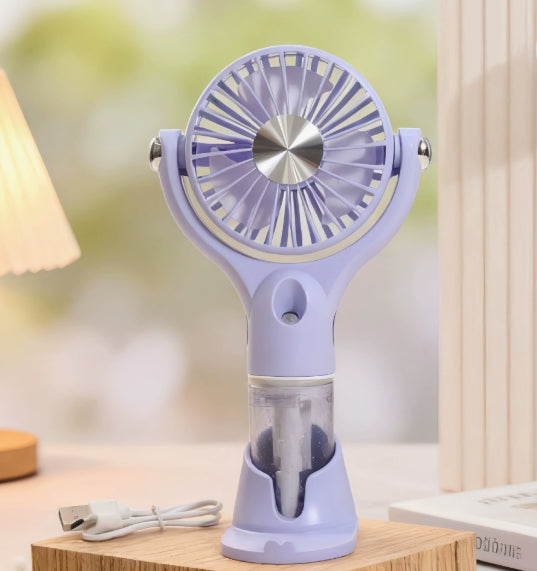 Portable Handheld Spray Fan 4-Speed Water Spray Mist Fan Summer Cooling Artifact USB Charging Summer Supplies Outdoor Mini Fan